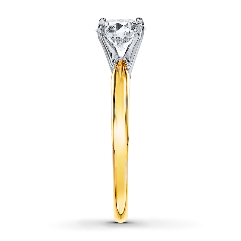 Certified Diamond Ring 1 carat Round-cut 14K Yellow Gold