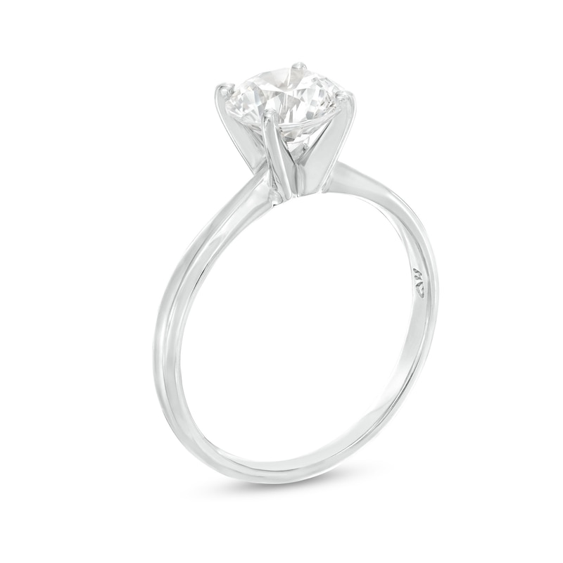 Certified Diamond Round-Cut Solitaire Engagement Ring 1-1/2 carats 14K White Gold (I/I2)