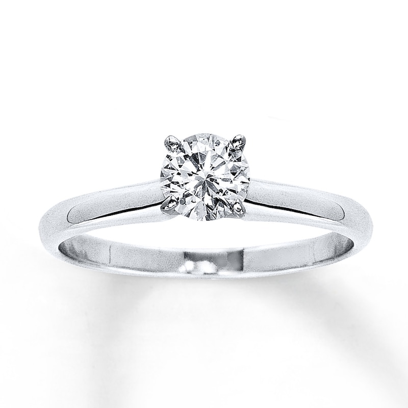 Certified Diamond Round-cut Ring 1/2 carat 14K White Gold (I/I1)