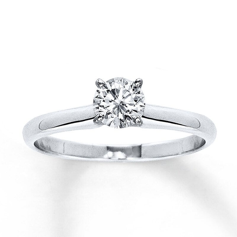 Certified Diamond Round-cut Ring 1/2 carat 14K White Gold (I/I1)