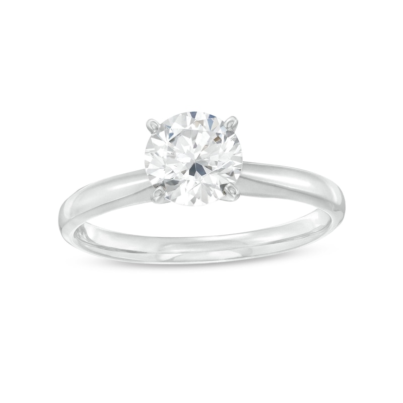 Certified Diamond Round-cut Ring 1 carat 14K White Gold (I/I1)