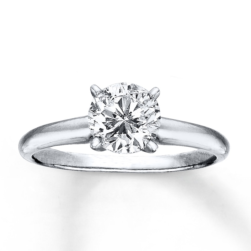 Certified Diamond Round-cut Ring 1-1/4 Carat 14K White Gold (I/I2)