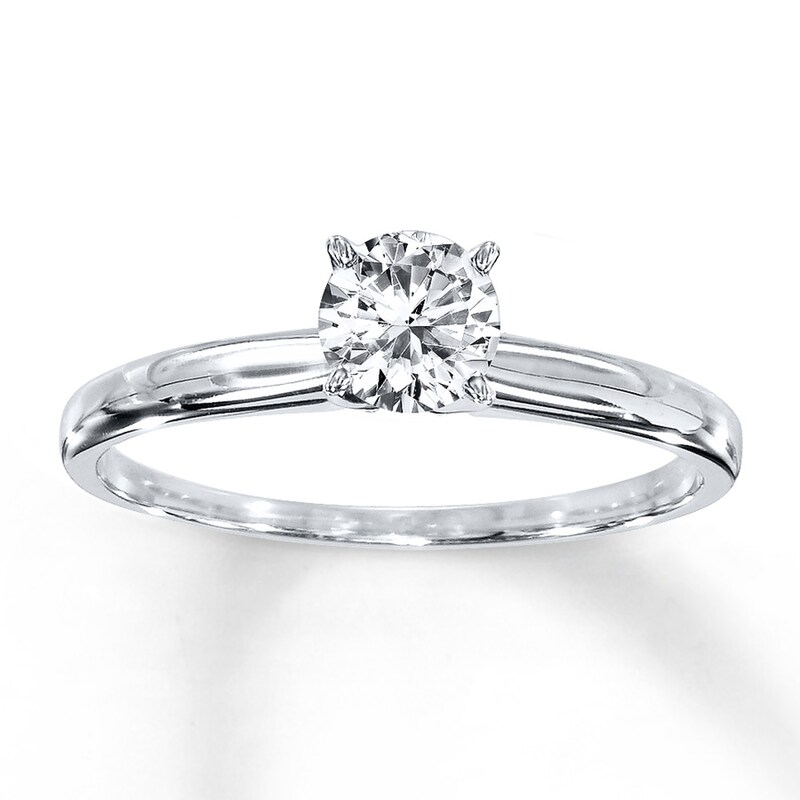 Diamond Solitaire Ring 1/2 carat Round-cut 14K White Gold (J/I3)