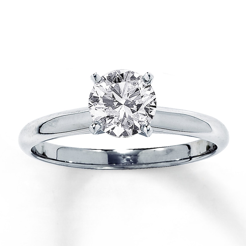 Diamond Solitaire Ring 1 Carat Round-cut 14K White Gold (K/I1)