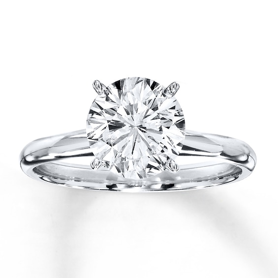 Diamond Solitaire Ring 2 Carats Round-cut 14K White Gold (I/I3)