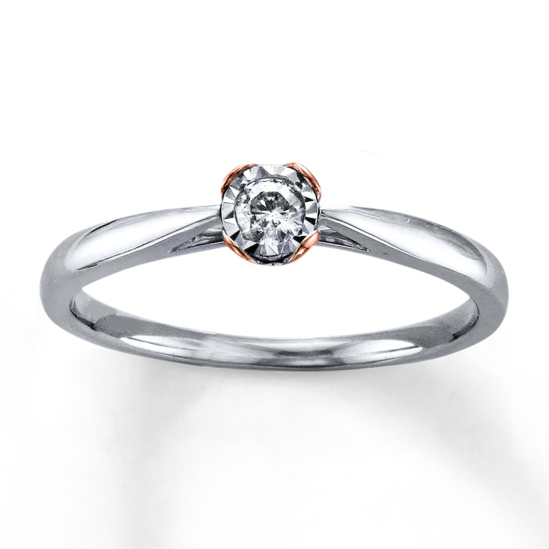 Diamond Solitaire Ring 1/10 Carat 10K Two-Tone Gold (I/I3)