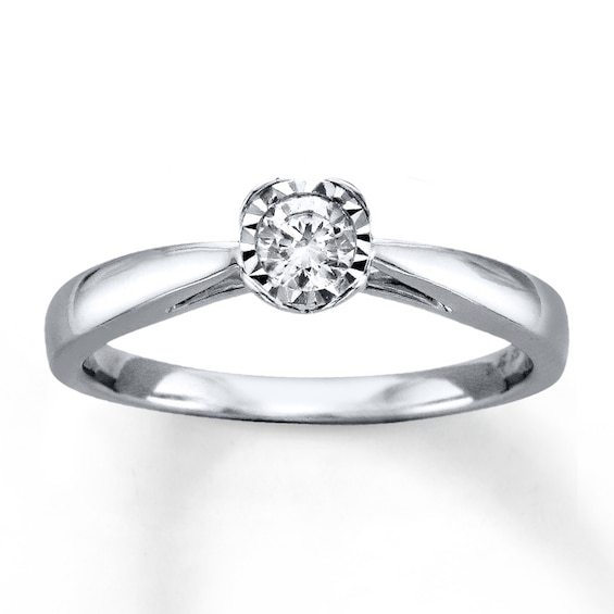 Now + Forever Diamond Solitaire Ring 1/5 Carat Round-cut 10K White Gold (I/I3)