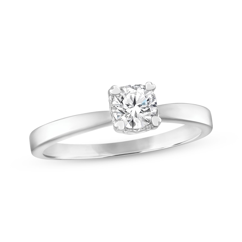 Solitaire Engagement Ring 1/2 Carat Diamond 14K White Gold (I/I2)