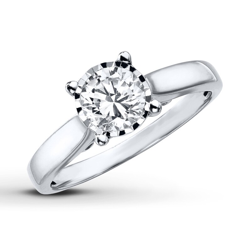 Diamond Engagement Ring 3/4 Carat Round-cut 10K White Gold (J/I3)