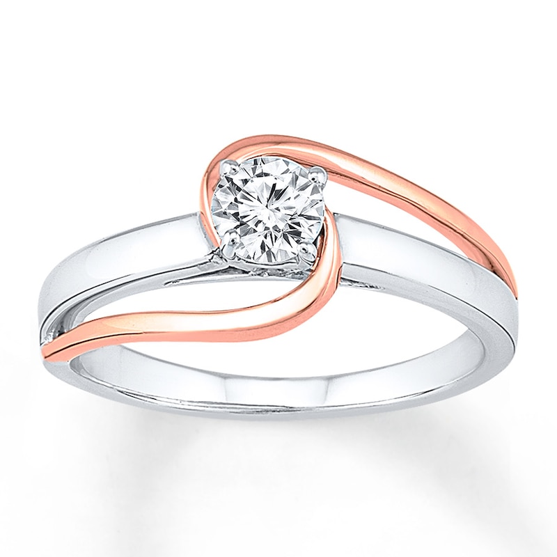 Main Image 1 of Now + Forever Diamond Engagement Ring 1/3 ct tw Round-cut 10K Two-Tone (I/I2)