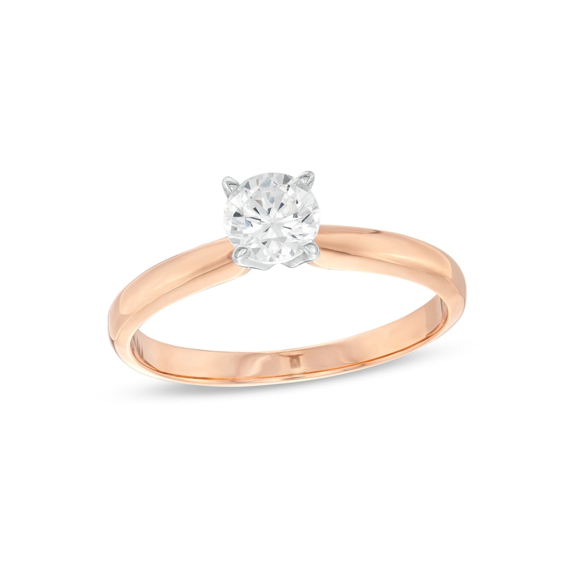 Solitaire Engagement Ring 1/2 Carat Diamond 14K Rose Gold (I/I2) with 360