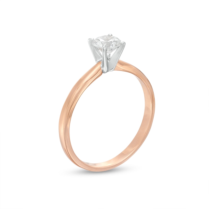 Solitaire Engagement Ring 1/2 Carat Diamond 14K Rose Gold (I/I2)