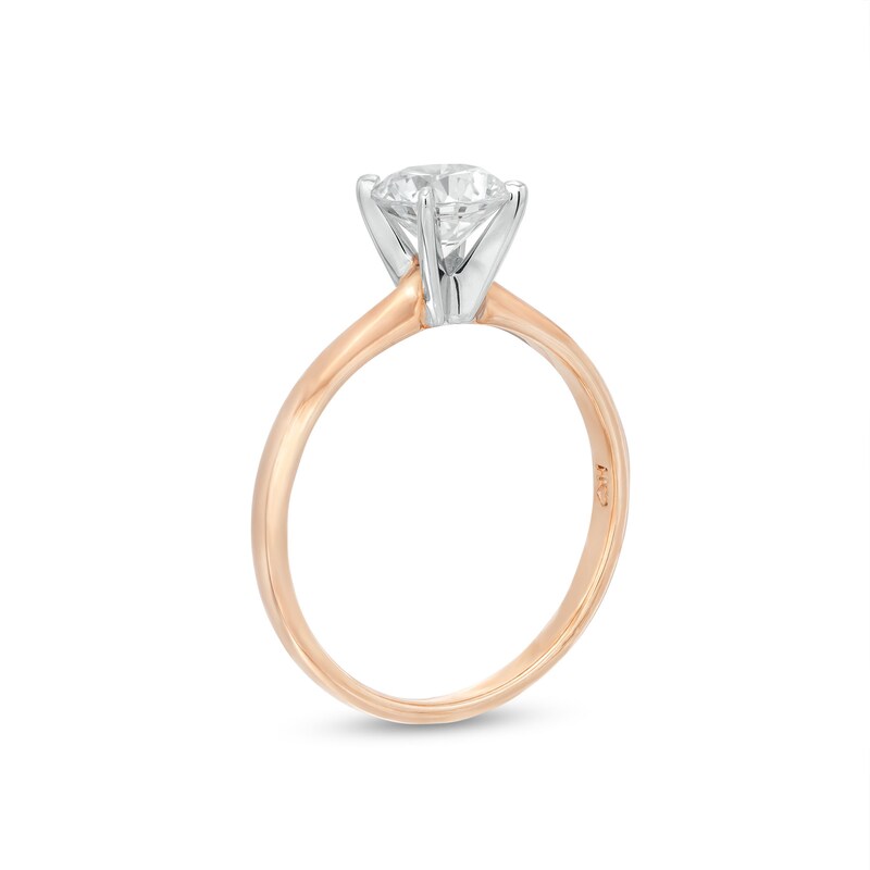 Solitaire Engagement Ring 1 Carat Diamond 14K Rose Gold