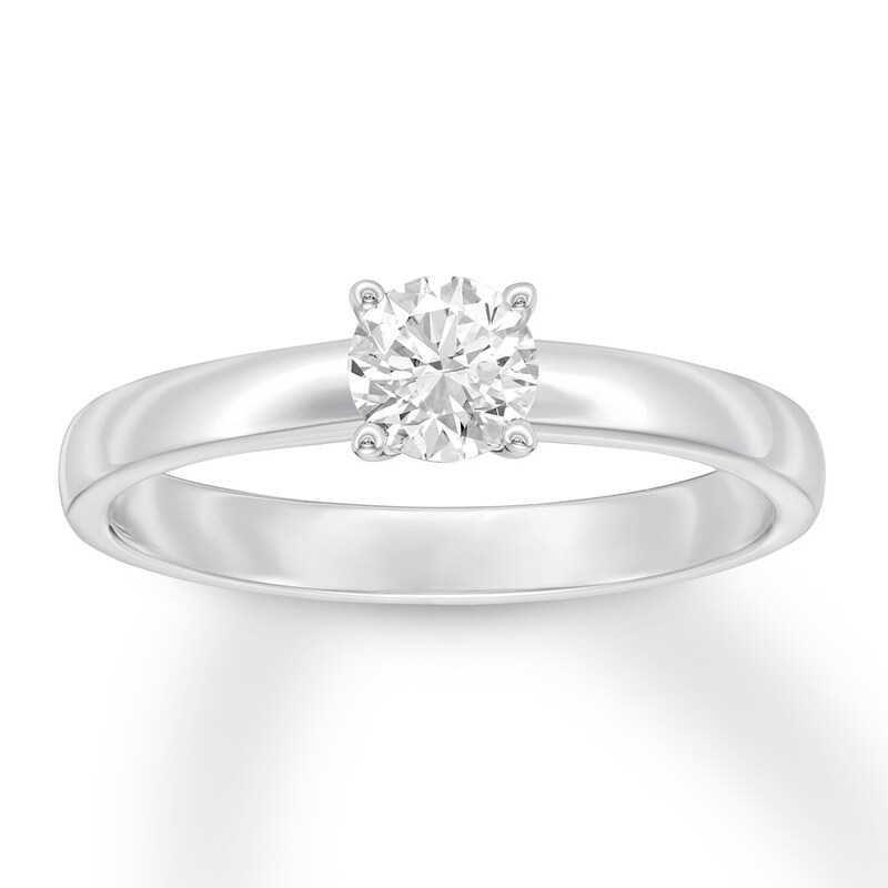 Certified Diamond Solitaire 1/2 Carat Round-cut 14K White Gold (I/SI2)