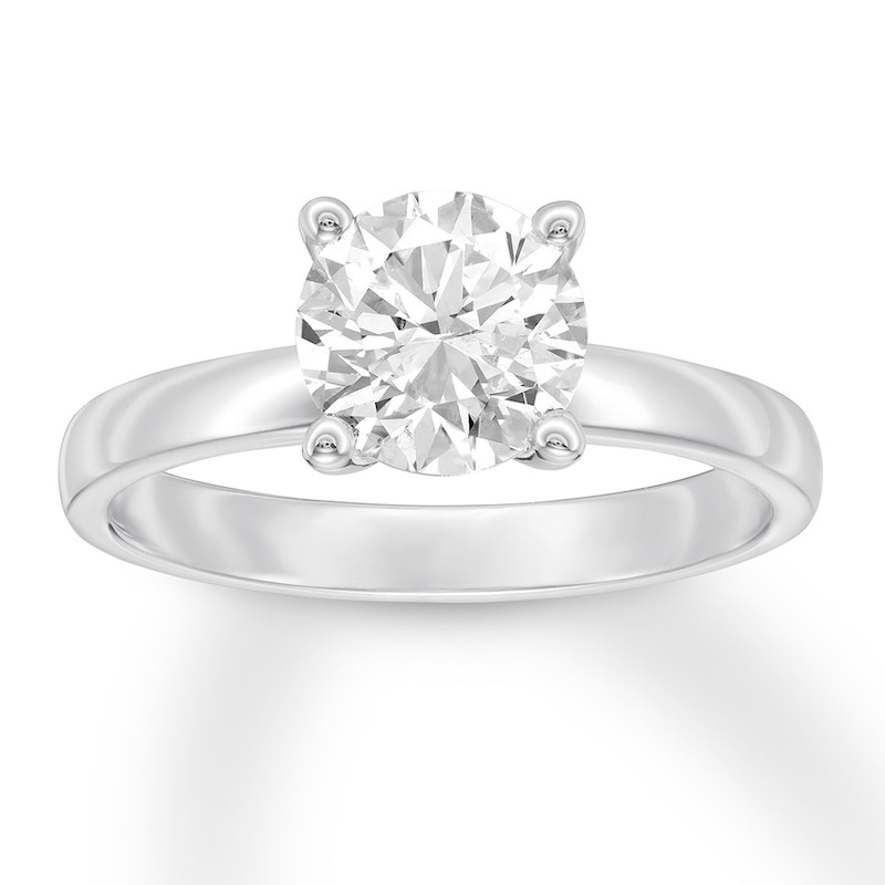 Main Image 1 of Certified Diamond Solitaire 1-1/2 ct Round-cut 14K White Gold (I/SI2)