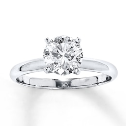 Certified Diamond Ring 2 Carats Round-cut 14K White Gold