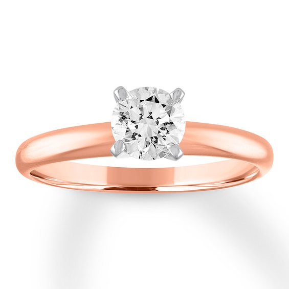 Certified Round Diamond Solitaire Ring 3/4 Carat 14K Rose Gold (I/I1)
