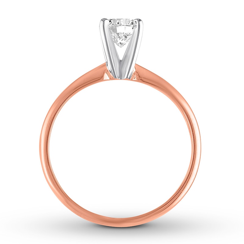 Certified Round Diamond Solitaire Ring 3/4 Carat 14K Rose Gold (I/I1)