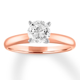 Certified Round Diamond Solitaire Ring 1 Carat 14K Gold