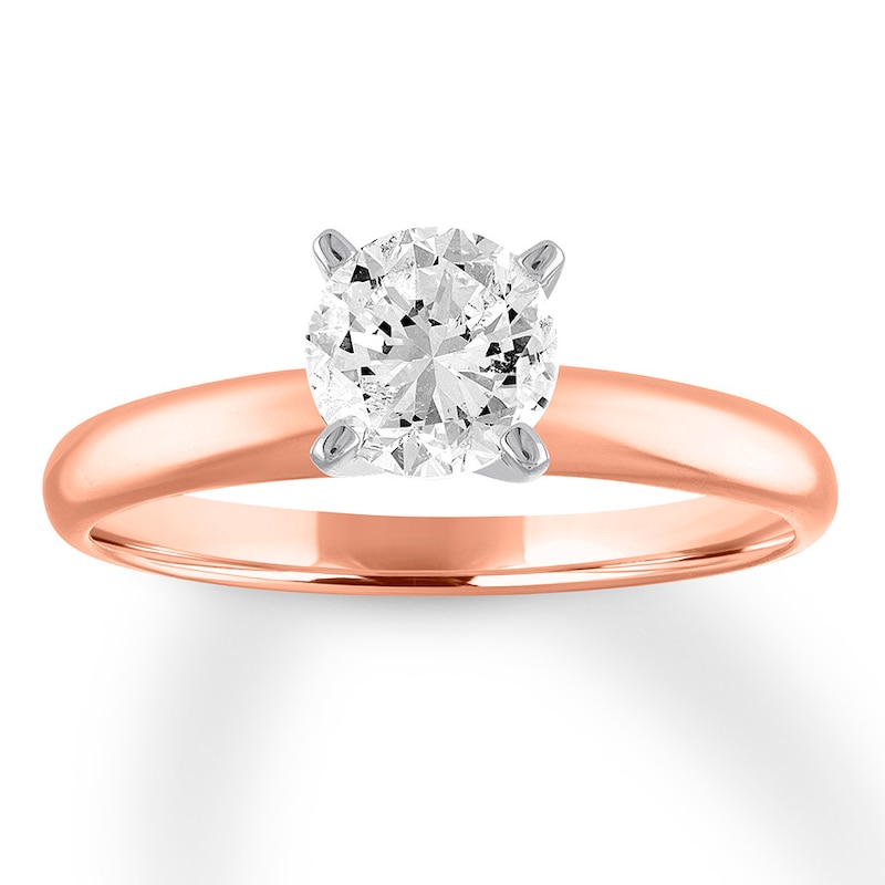 Certified Round Diamond Solitaire Ring 1 Carat 14K Rose Gold (I/I1)