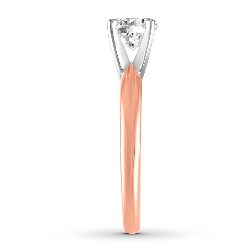 Main Image 2 of Certified Round Diamond Solitaire Ring 1 Carat 14K Rose Gold (I/I1)