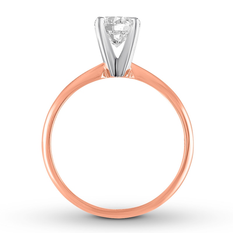 Main Image 3 of Certified Round Diamond Solitaire Ring 1 Carat 14K Rose Gold (I/I1)
