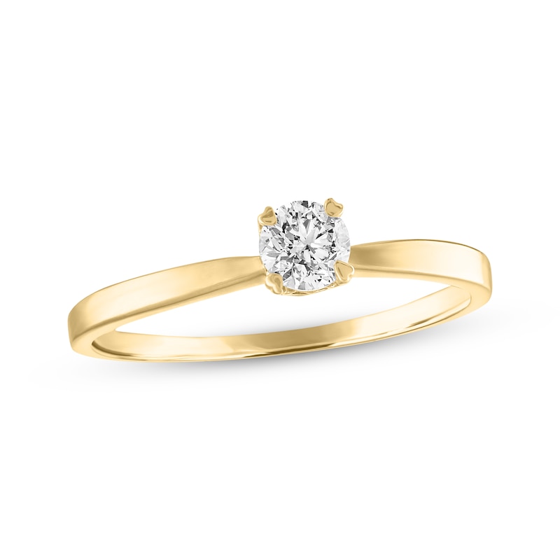 Diamond Solitaire Ring 1/4 Carat Round-cut 14K Yellow Gold (I/I2)