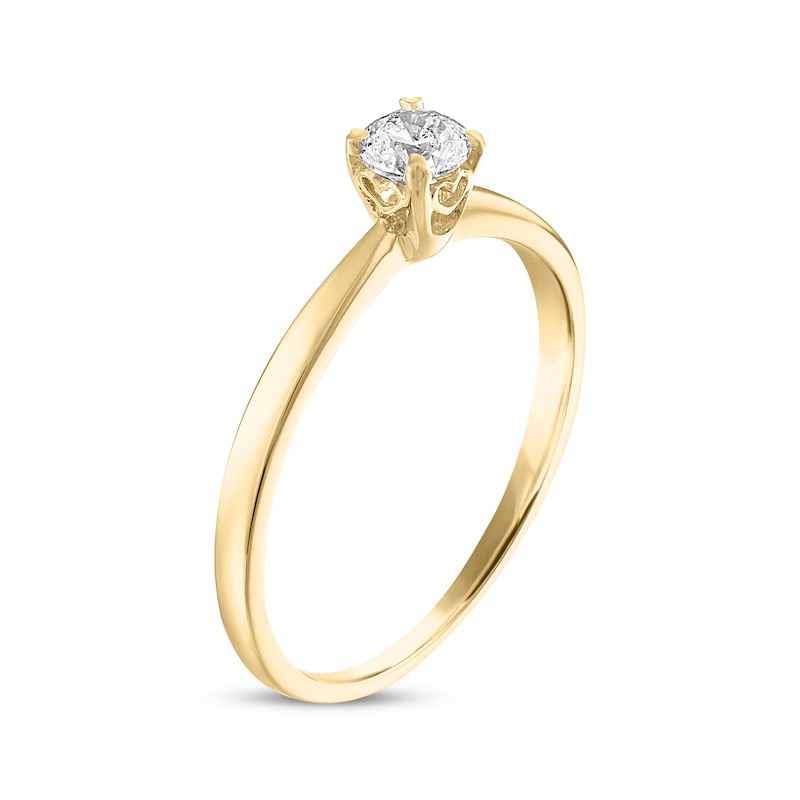 Diamond Solitaire Ring 1/4 Carat Round-cut 14K Yellow Gold