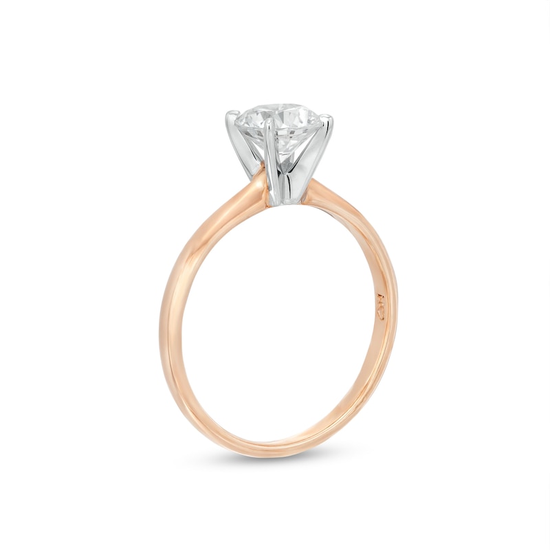 Solitaire Engagement Ring 1 Carat Diamond 14K Rose Gold (I/I2)