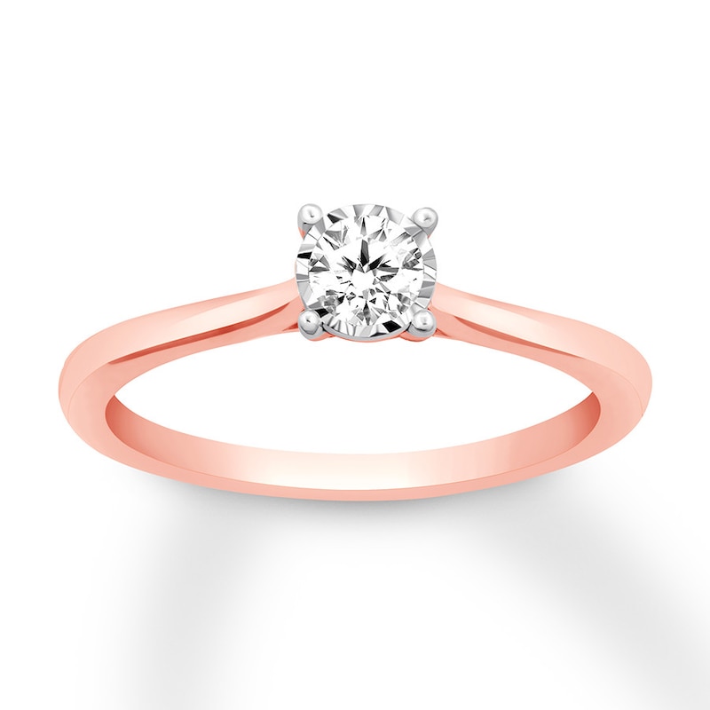 Diamond Solitaire Ring 1/6 Carat Round-cut 10K Rose Gold
