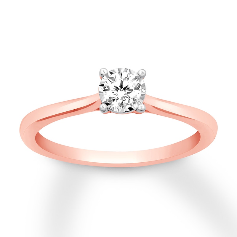 Diamond Solitaire Ring 1/6 Carat Round-cut 10K Rose Gold (I/I2)