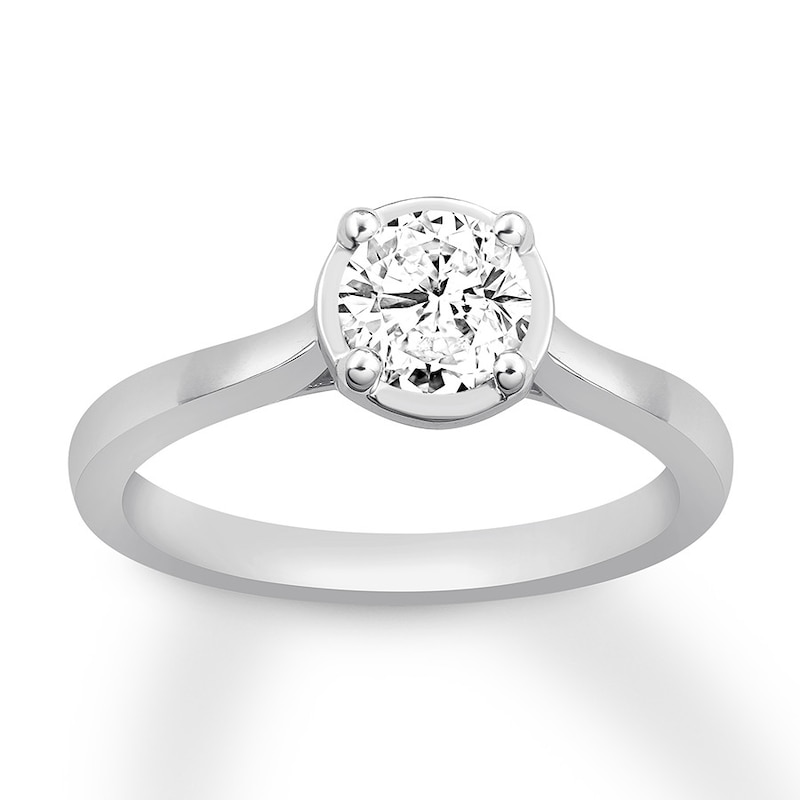 Diamond Solitaire Ring 1 Carat Round-cut 14K White Gold (J/I2)