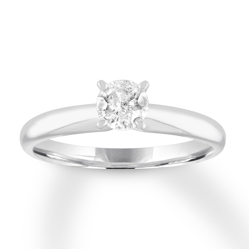 Diamond Solitaire Engagement Ring 1/2 Carat 10K White Gold (I/I3)