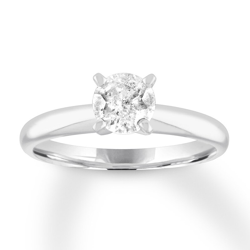 Diamond Solitaire Engagement Ring 1 Carat Round 10K White Gold (I/I3)