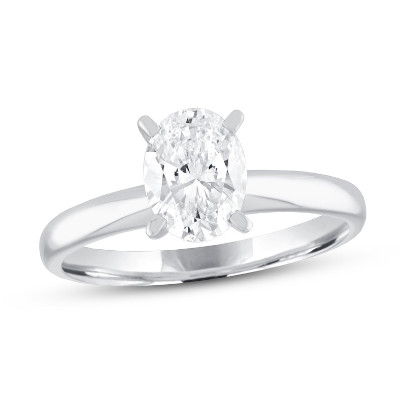 Oval Diamond Solitaire Engagement Ring 1 ct 14K White Gold (I/I2)