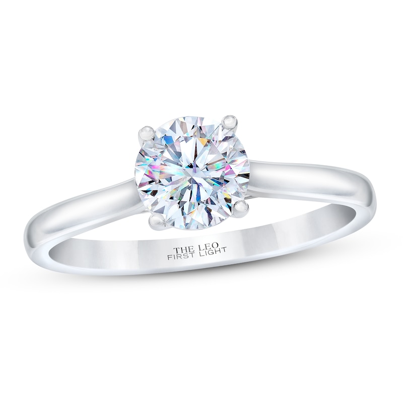 THE LEO First Light Diamond Solitaire Engagement Ring 1 Carat Round 14K White Gold