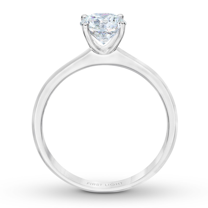THE LEO First Light Diamond Solitaire Engagement Ring 1 Carat Round 14K White Gold