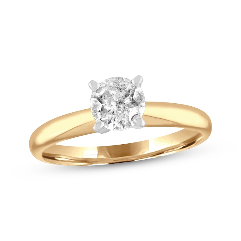 Diamond Solitaire Engagement Ring 1 Carat Round 10K Yellow Gold (I/I3)