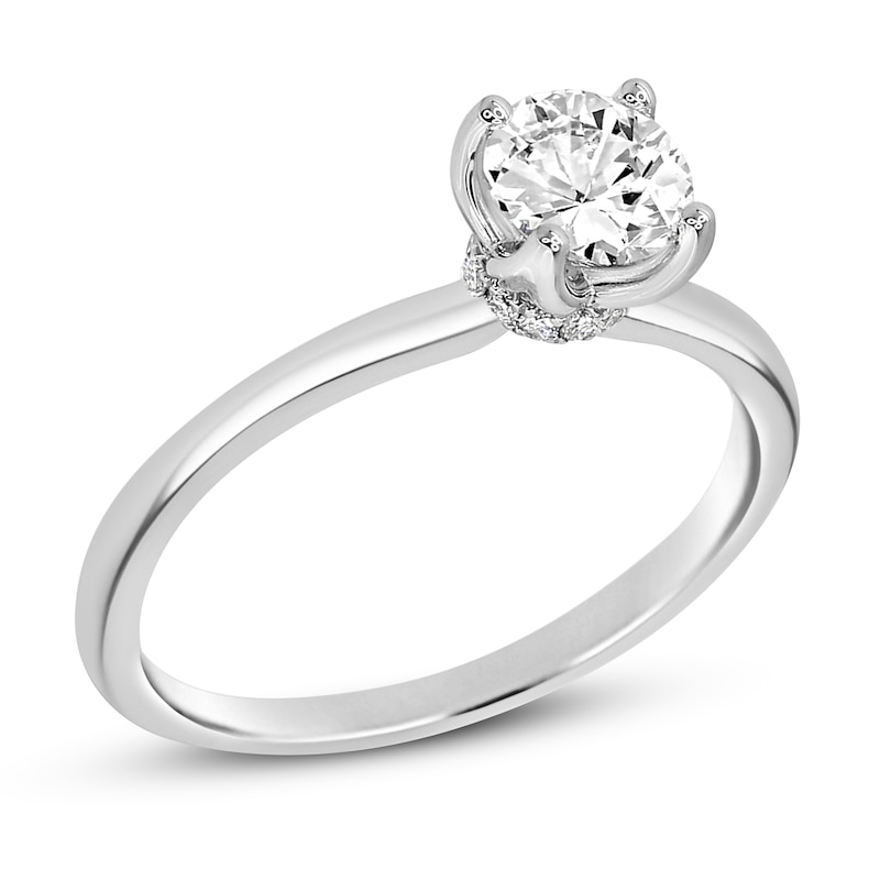 Diamond Solitaire GIA-graded Engagement Ring 3/4 ct tw Round-cut 18K White Gold