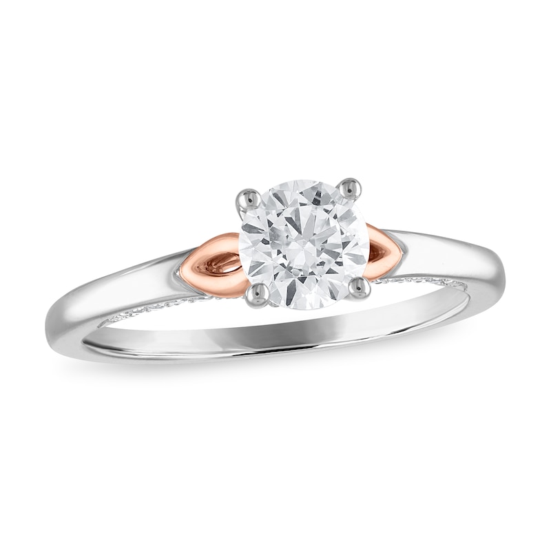 Diamond Solitaire Engagement Ring 7/8 ct tw Round-cut 14K Two-Tone Gold