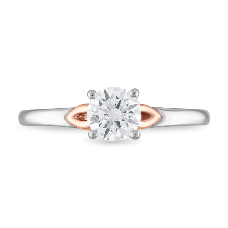 Diamond Solitaire Engagement Ring 7/8 ct tw Round-cut 14K Two-Tone Gold