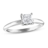 Diamond Solitaire Engagement Ring 3/4 ct tw Princess & Round 14K White Gold