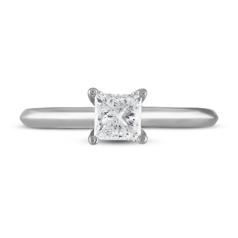 Diamond Solitaire Engagement Ring 3/4 ct tw Princess & Round 14K White Gold