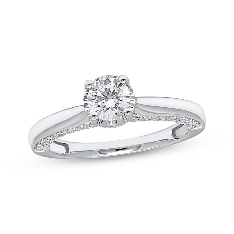 Diamond Solitaire Engagement Ring 1 ct tw Round-cut 10K White Gold (J ...
