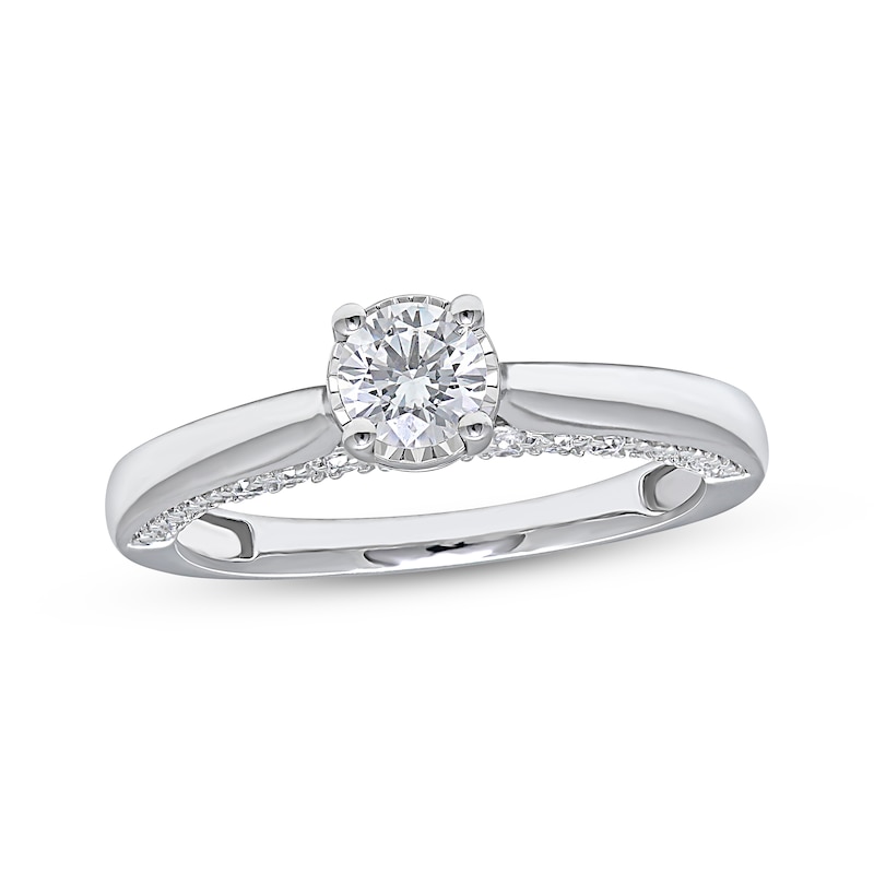 Diamond Solitaire Engagement Ring 3/4 ct tw Round-Cut 10K White Gold (J/I3)