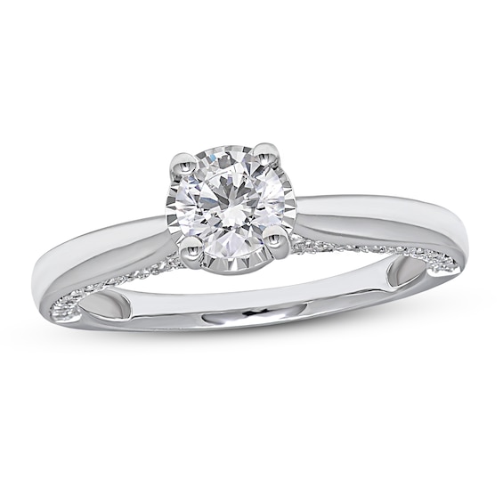 Diamond Solitaire Engagement Ring 1 ct tw Round-cut 10K White Gold (J/I3)