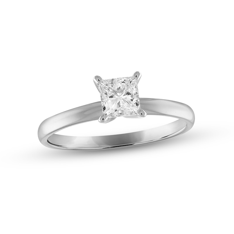Diamond Solitaire Ring 3/4 carat Princess-cut 14K White Gold