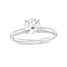 Diamond Solitaire Ring 1 Carat Round-cut 14K White Gold (J/I1)