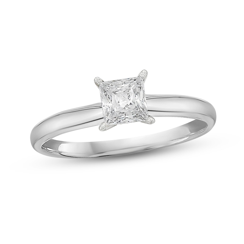 Diamond Solitaire Ring 1/2 carat Princess-cut 14K White Gold (J/I1) | Kay