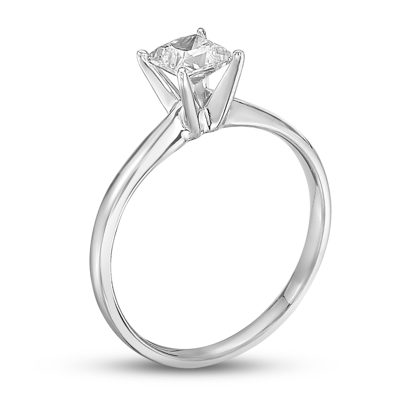 Diamond Solitaire Ring 1/2 carat Princess-cut 14K White Gold (J/I1)